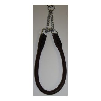 Puolikuristava pyöreä  nappanahkapanta 8 mm tumman ruskea