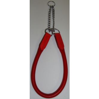 Puolikuristava pyöreä nappanahkapanta 8 mm punainen