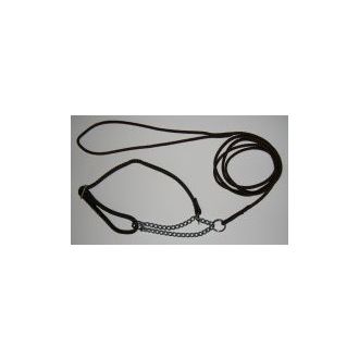 Näyttelyhihna 5 mm hihnaosa, ketju ja pantaosa 7mm säädettävä